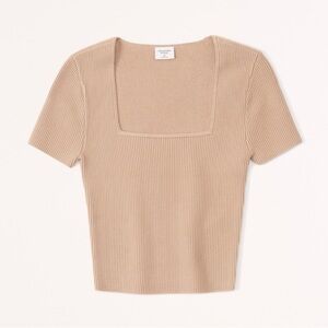 Abercrombie & Fitch Ribbed Beige Crop Top